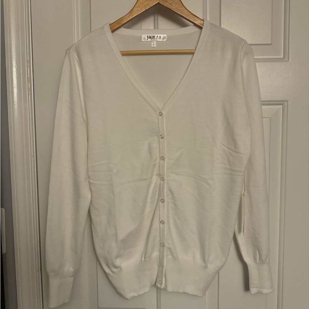 White button down cardigan